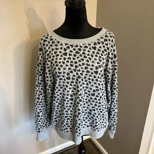 Philosophy Gray and Black Heart Print Sweatshirt